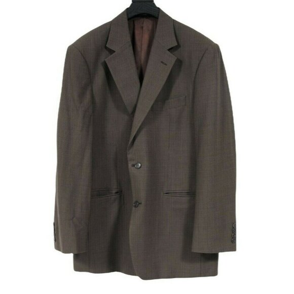 Brooks Brothers 346 Mens Suit 40 Reg Brown Tan Houndstooth 2 Piece 2 Btn Jacket - Picture 1 of 12